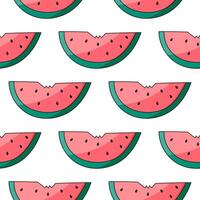 Watermelon pieces seeds Pulp bite Summer pattern vector
