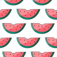 Watermelon pieces seeds Pulp bite Summer pattern vector