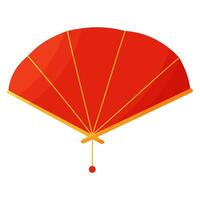 Chinese Asian red fan icon Accessory costume vector