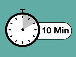 10 Minutes timer icon. Time counter stopwatch, modern clock design isolated on light background vector