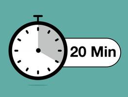 20 Minutes timer icon. Time counter stopwatch, modern clock design isolated on light background vector