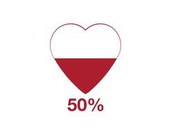 50 percent heart. Design heart function level, health design and blood status vector