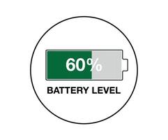 60 percent battery level. Design battery percentage, power of smartphone and mobile devices vector