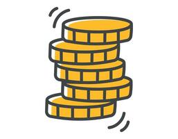 Vector isolated doodle symbol of stack of money coins.