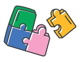 Vector isolated doodle icon of children game jigsaw puzzles.