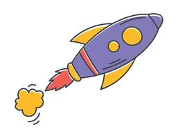 Vector doodle, symbol of a space rocket taking off