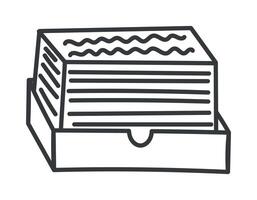 Vector isolated doodle symbol of office folder with stack of documents and papers.