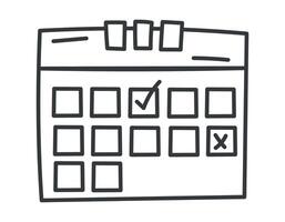 Vector isolated doodle outline calendar symbol.