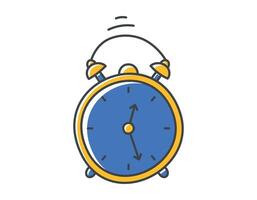 Vector isolated line doodle symbol of retro alarm clock with dial.