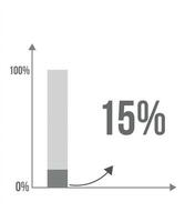 15 percent bar chart. Graphic design of increase in percentage, statistics, business and finance concept isolated on white background vector