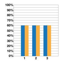 60 percent graph with double bars. Demonstrative design and statistics. Data collection and financial investments vector