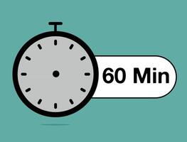 60 Minutes timer icon. Time counter stopwatch, modern clock design isolated on light background vector