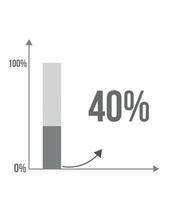 40 percent bar chart. Graphic design of increase in percentage, statistics, business and finance concept isolated on white background vector