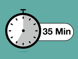 35 Minutes timer icon. Time counter stopwatch, modern clock design isolated on light background vector