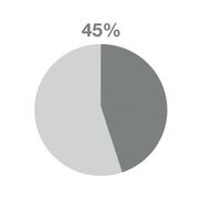45 percent pizza graph. Informative graph vector, percentage, finance, profit and quantity concept isolated on white background vector