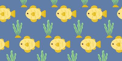 Vector children's seamless repeating with cute fish. a simple flat pattern.