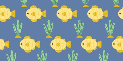 Vector children's seamless repeating with cute fish. a simple flat pattern.