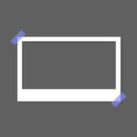 white horizontal photo frame with a blue stripe highlighted on transparent background. Vector illustration. scrapbook