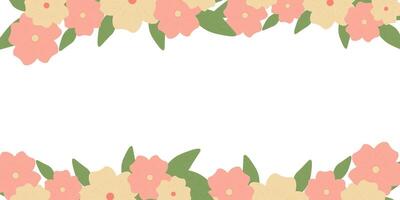 flower arrangement. An empty rectangular frame with flowers and leaves. Vector illustration