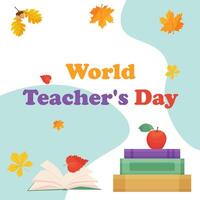 Banner World Teachers day. Vector illustration. Autumn Holiday