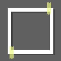 white square photo frame with tape, transparent background. Vector illustration frame for snapshot