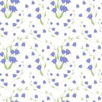 Vector seamless pattern with bell flowers on a white background. Flat vector illustration