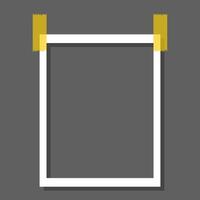 white vertical photo frame with yellow tape, transparent background. Vector illustration. scrapbook