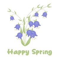 bluebell flowers. spring flowers. flat vector illustration.