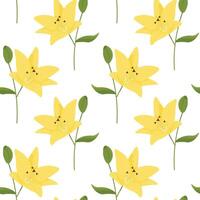 seamless pattern with a lily flower. flat vector illustration. pattern for wrapping paper and fabric.