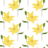 seamless pattern with a lily flower. flat vector illustration. pattern for wrapping paper and fabric.