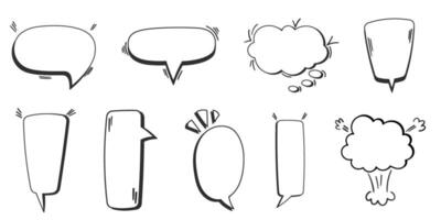 Retro style handdrawn comic speech bubbles collection. Vintage design on transparent background. Perfect for pop art illustrations and graphic projects. vector