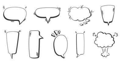 Retro style handdrawn comic speech bubbles collection. Vintage design on transparent background. Perfect for pop art illustrations and graphic projects. vector