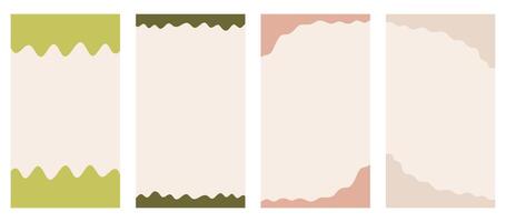 Collection of different shapes header and footer for vertical stories, promo site. Decorative frame separator for creative design in simple vector flat style. Natural Boho inspired colors.