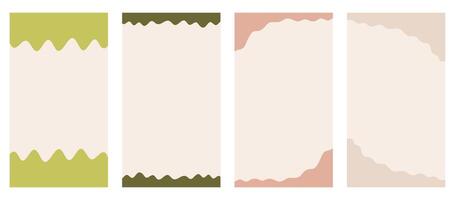 Collection of different shapes header and footer for vertical stories, promo site. Decorative frame separator for creative design in simple vector flat style. Natural Boho inspired colors.