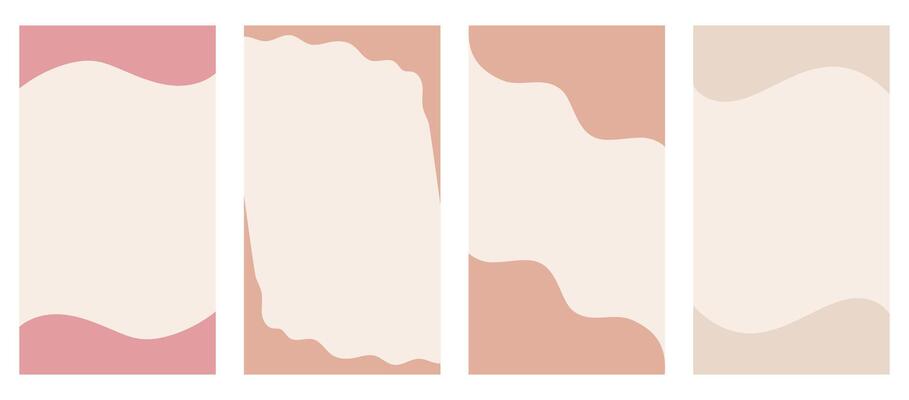 Collection of assorted shapes suitable for headers and footers in vertical stories, promo site. Decorative frame separator for creative design in a basic vector flat style. Nature-inspired color