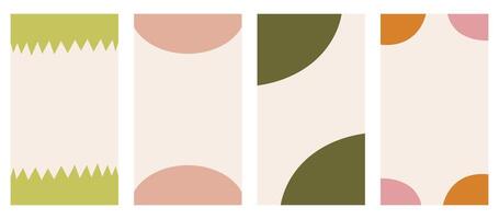 Array of diverse shapes designed for headers and footers in vertical stories, promo site. Decorative border element for creative design in a vector flat style. Organic Boho-inspired color scheme.