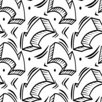 Seamless vector pattern with abstract business arrows. Background of hand drawn 3d geometric curved pointers. Isolated bold doodles for design of kids clothes, dress, fabric, textile, scrapbooking.