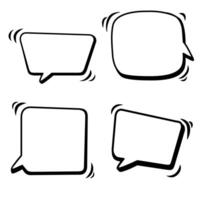 Vector abstract set of rounded speech bubbles for words and text. Black doodle hand drawn. Isolated Ink drawn dialogue sketch for design.