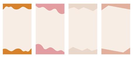 Collection of varied shapes for use in vertical stories, promo site headers and footers. Decorative frame separator for imaginative design presented in a basic vector flat style. Boho-inspired colors