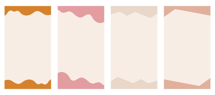 Collection of varied shapes for use in vertical stories, promo site headers and footers. Decorative frame separator for imaginative design presented in a basic vector flat style. Boho-inspired colors