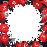 vector cuadrado marco de mano dibujado flores para palabras y texto. aislado rojo negro viñeta con tulipanes y rosas para diseño, historietas y plano pancartas