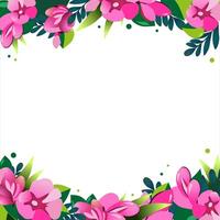 Vector Square frame of hand drawn flowers for words and text. Isolated red pink vignette for design, comics and flat banners