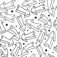 Seamless vector pattern with abstract business arrows. Background of hand drawn 3d geometric curved pointers. Isolated bold doodles for design of kids clothes, dress, fabric, textile, scrapbooking.