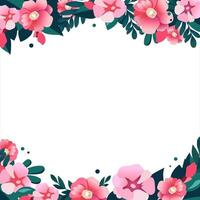 Vector Square frame of hand drawn flowers for words and text. Isolated red pink vignette for design, comics and flat banners