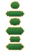 Collection of green and gold Islamic borders in different shapes vector