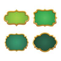 Collection of green and gold Islamic borders in different shapes vector