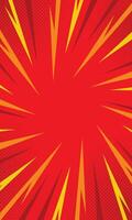 Abstract radial stripes red comic background vector