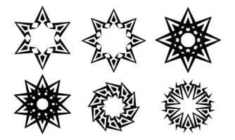 abstract collection of line art geometric star shapes vector