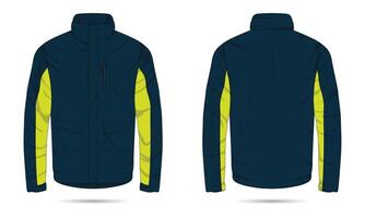 Outdoor jacket mockup front and back view vector