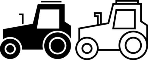 tractor icon, sign, or symbol in glyph and line style isolated on transparent background. Vector illustration